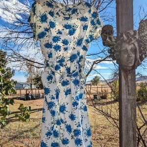 Kitsch Delish Blue Floral Vintage Dress